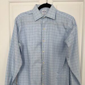 Brooks Brothers 346 Light Blue Houndstooth/Grid Shirt – Slim Fit – 14½‑33 – Fren